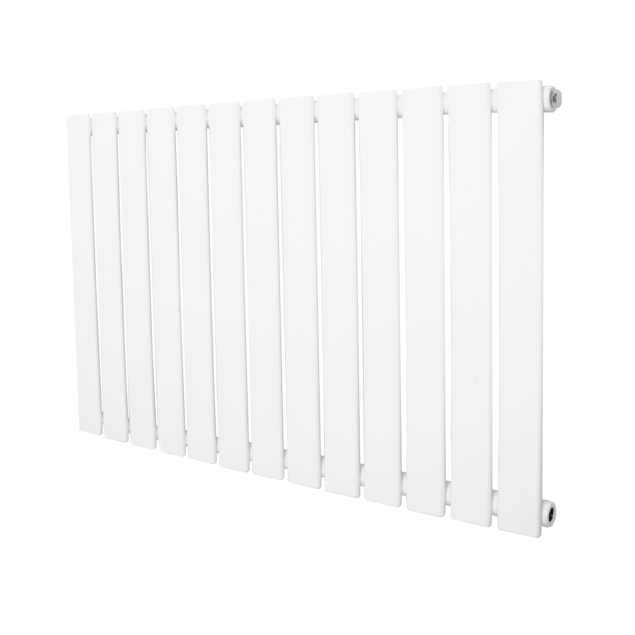 Flat Single Column Radiator 600mm x 910mm Modern Designer Single Panel Central Heating Heater Gloss White Carbon Steel Horizontal Kitchen Living Room FREE Cleaning Brush Fixing Kit & Brackets