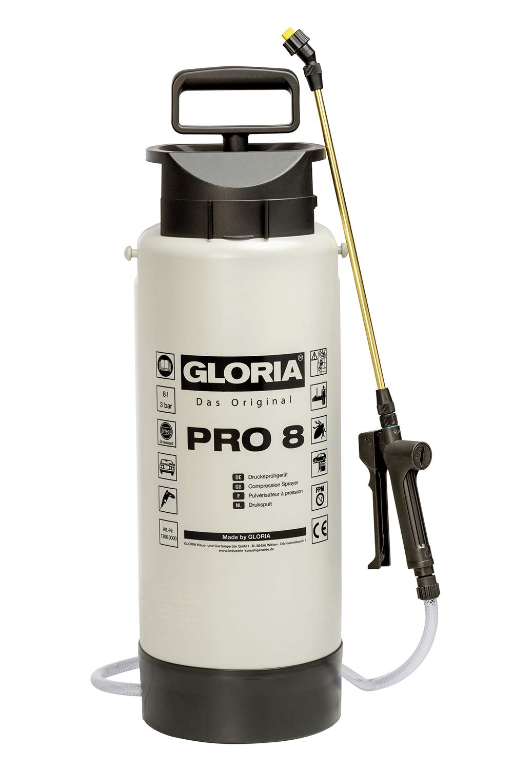Gloria Profi Pro8 - Mochila de pulverización (8 L, Resistente al Aceite)