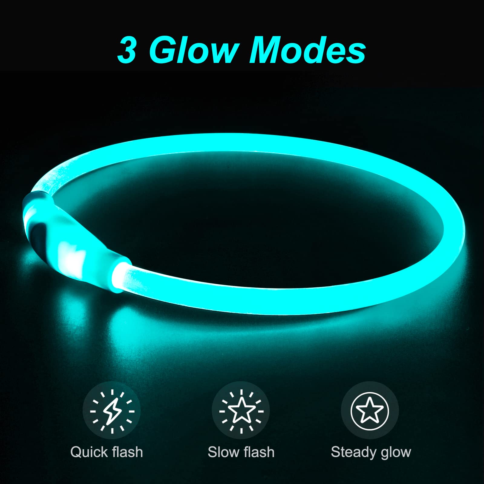 Collare per cani luminoso ricaricabile tramite USB, collare per cani a LED per sicurezza notturna, collare per cani in TPU tagliabile, che si illumina al buio, per cani di taglia piccola, media e