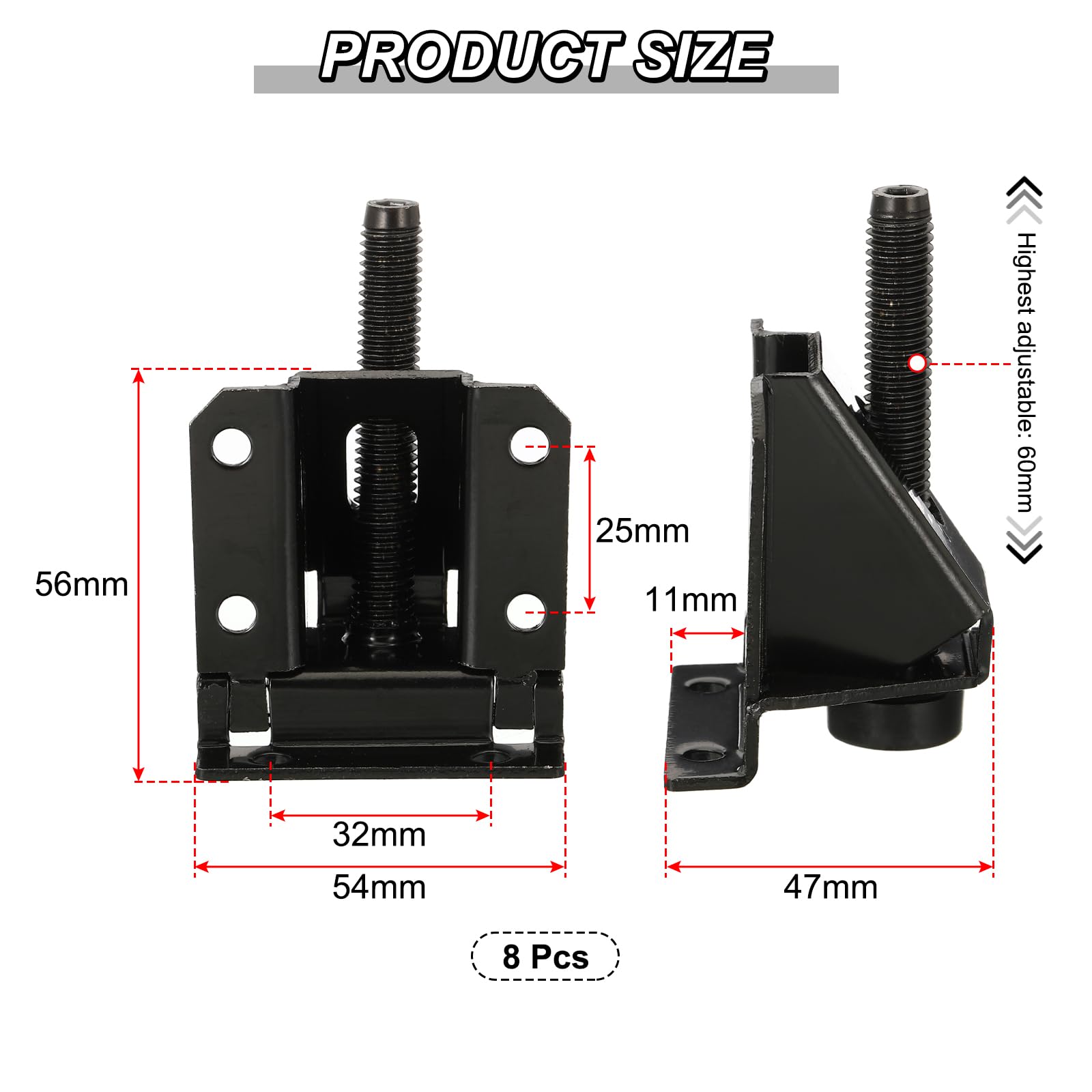 PATIKIL Leveling Feet Kit Furniture Leg Leveler 8 Pack Adjustable Leg Levelers Feet with Lock & Nuts for Furniture Table Leg Leveler Workbench Cabinets Shelving - Image 2