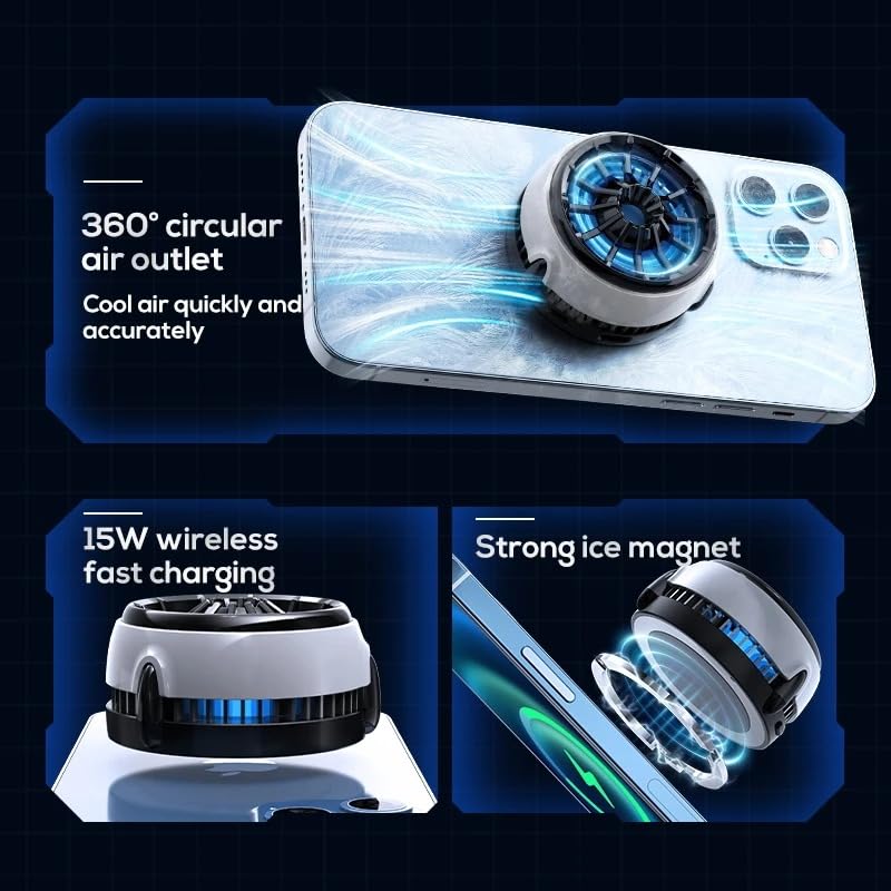 Miniatura 2 de MEMO Magnetic Gaming Phone Cooler - Fast Wireless Charger 15W, Portable Semiconductor Radiator Fan, for iPhoneiPadAndroid - Ideal for Gaming, Live