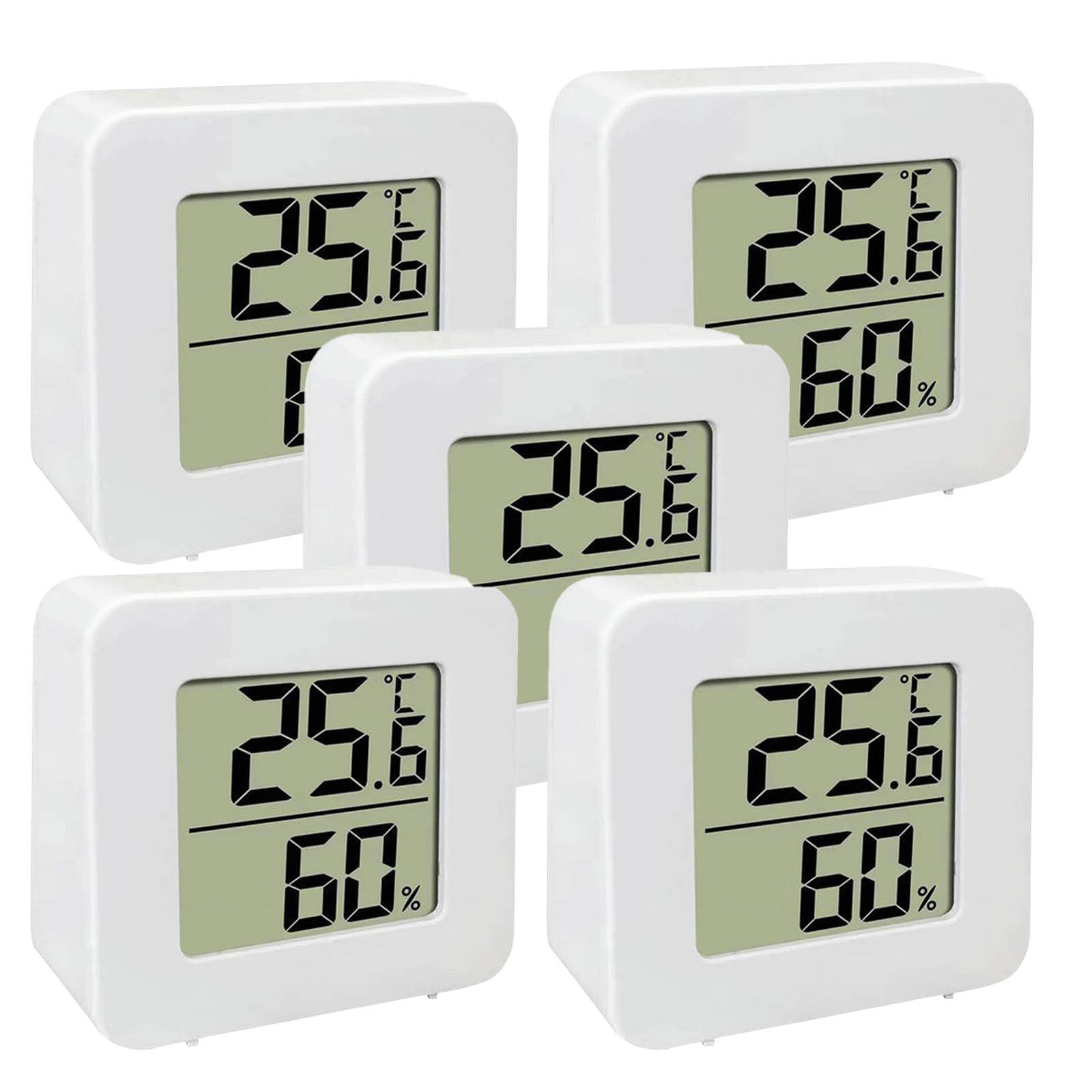 5 Pack Mini Mini Hygrometer Thermometer Digital Humidity Meter, Indoor Temperature and Humidity Monitor for Greenhouse Basement Garage Refrigerator Reptile Terrarium Laboratory Warehouse Home