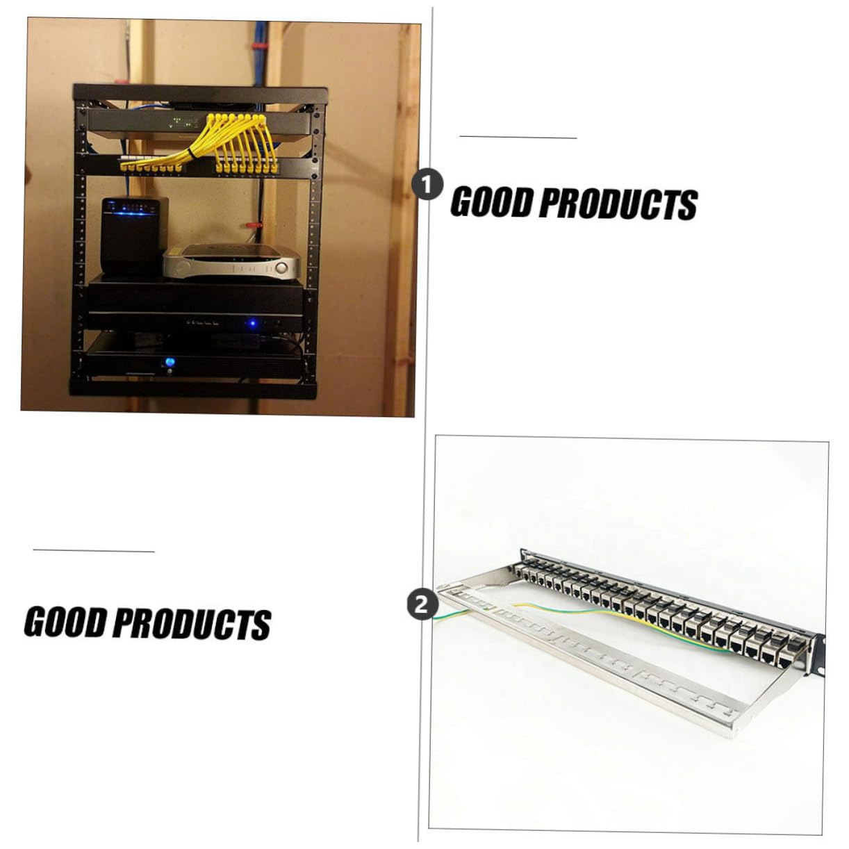 Panneau de Brassage Ethernet 19 Pouces 24 Ports Métal Noir