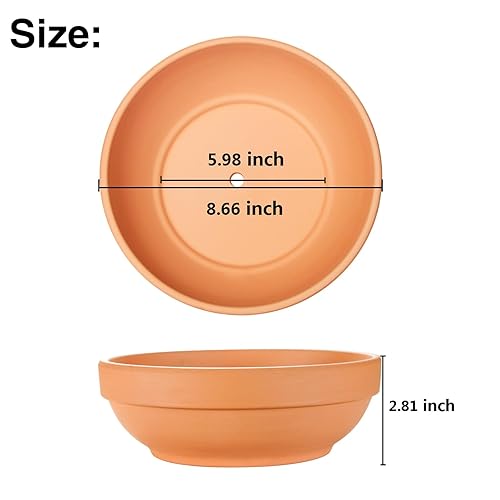Miniatura 2 de Terra Cotta Macetas para plantas con agujero de drenaje, paquete de 2 macetas grandes redondas de arcilla de 8.66 pulgadas, macetas de cerámica de
