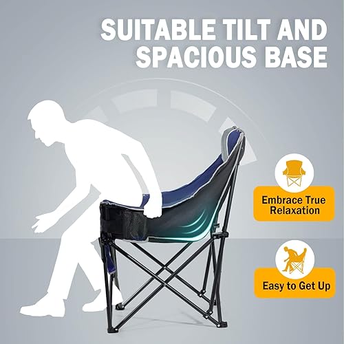 Miniatura 5 de Sillas de campamento de gran tamaño extra anchas de capacidad de 400 libras, silla plegable resistente para exteriores con 2 portavasos y bolsillo