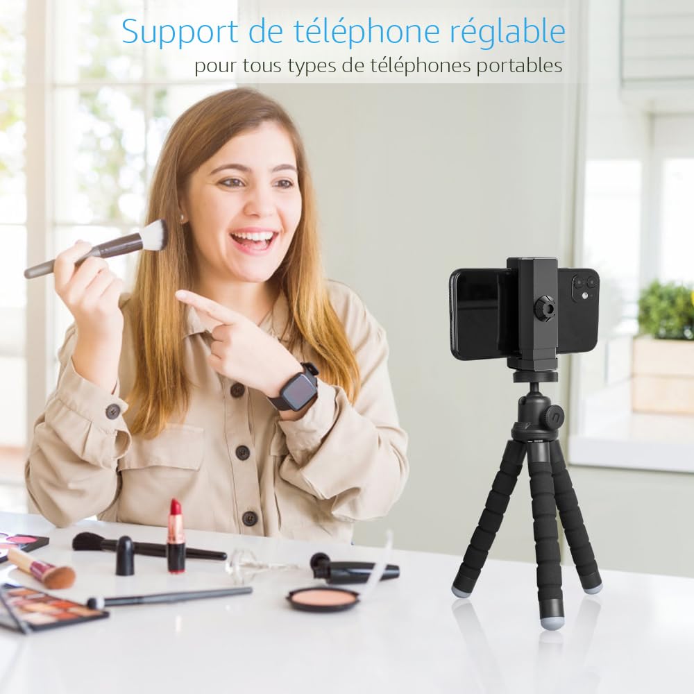 UBeesize Trépied Téléphone Flexible Avec Télécommande Bluetooth - Portable Et Stable Pour Photos/Vidéos