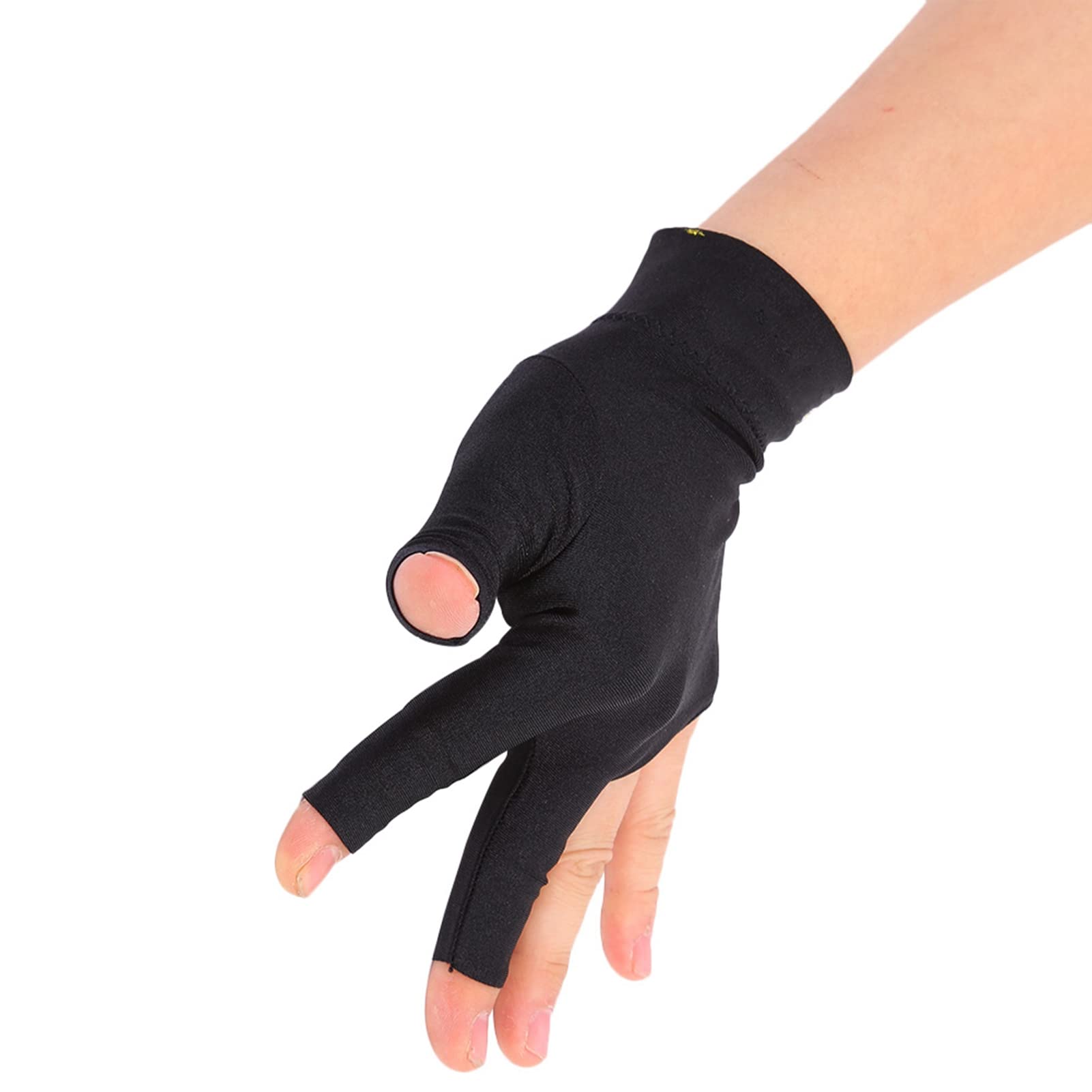 Ddewing Man Woman Elastic 3 Fingers Show Gloves for Billiard Shooters, Billiards Glove 3 Finger Pool Glove for Left Hand, Durable Double Stitched, Snooker Cue Sport Glove Popular Sizes.