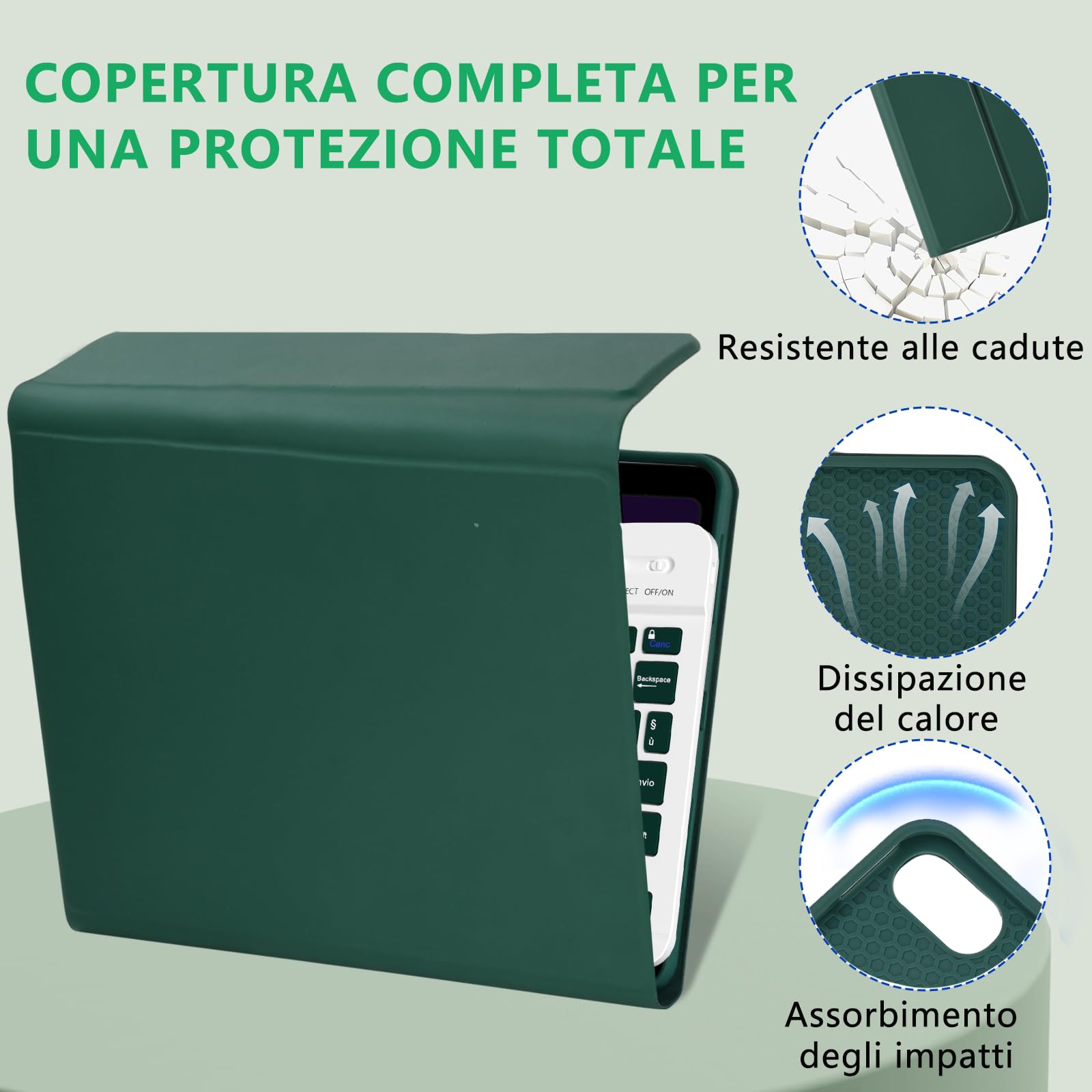 Custodia con Tastiera per iPad Air 11 Pollice 2024/2025 iPad Air 5/Air 4 2022/2020 10.9", Cover con Tastiera per Pro 11 2018 con Funzione di Auto-sveglia e Sonno e Tastiera Magnetica Bluetooth-Verde