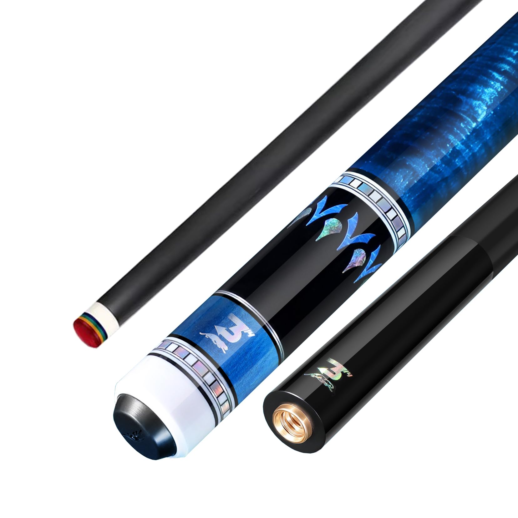 HTDRE Carbon Fibre Pool Cue19-21oz, 58” 2 Piece Professional Rainbow Tip Snooker Cue Stick Aviation Grade Carbon Fibre,10.5mm 11.8mm 12.5mm Tip(Size:12.5MM,Color:Blue)