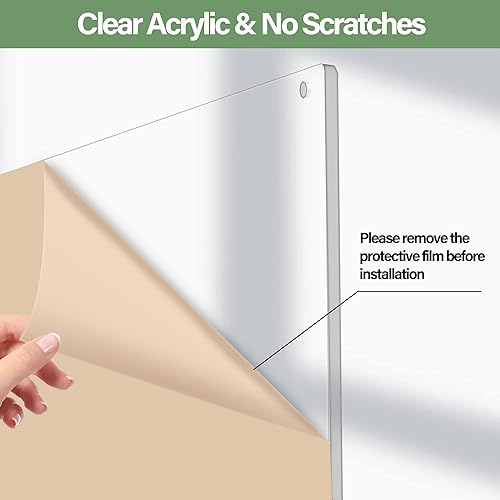 Miniatura 4 de Pizarra acrílica de borrado en seco para pared, 16 x 12 pulgadas, transparente, no magnética, sin marco, pizarra blanca portátil en blanco, pizarra