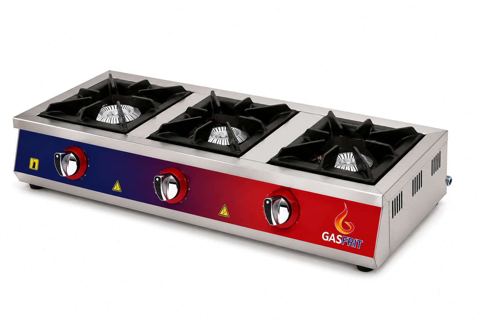 Cocina de Gas Profesional E-Line, 2, 3 o 4 Fuegos, Acero Inoxidable, Butano o Propano, Cocina Industrial para Hostelería, Restaurantes, Bares y Cafeterías