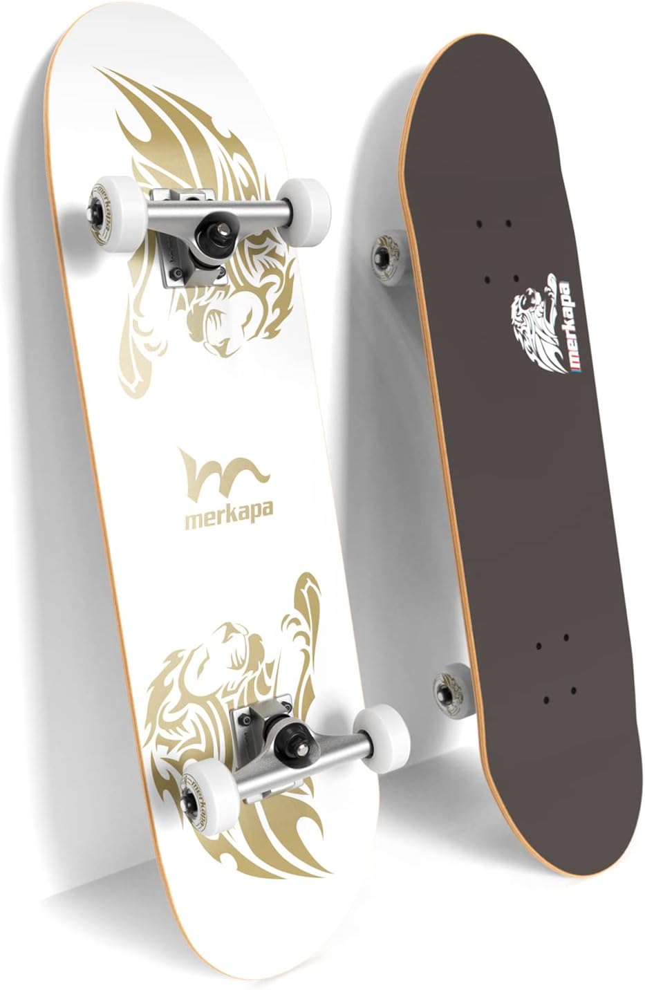 'M Merkapa 31''x8'' Skateboard for Adults Teens Youths Kids Beginners, 8 Layer Canadian Maple Double Kick Deck Concave Fit for Skateboarding, Cruising, Carving, Tricks (with T Tool)'