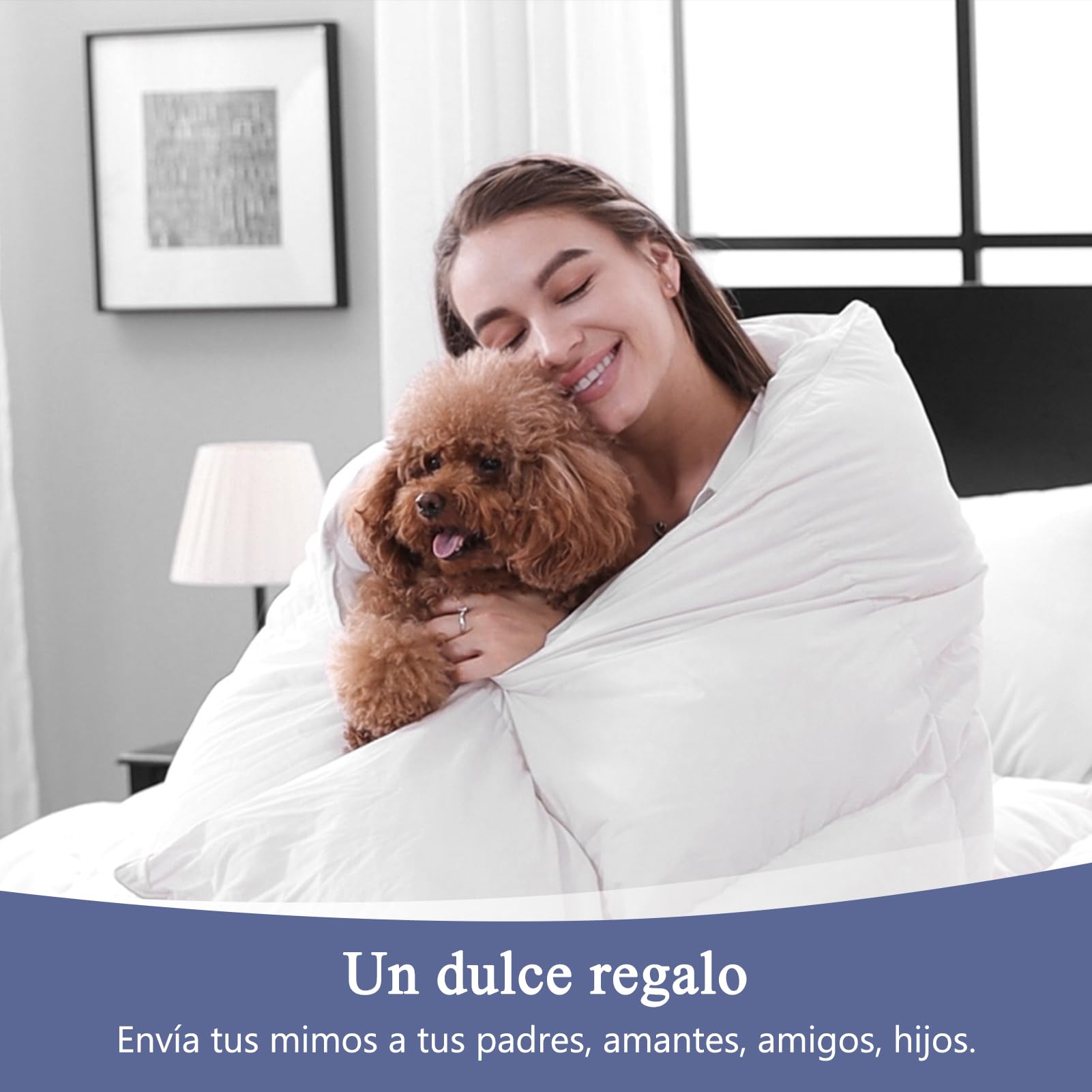 Edredón de Plumón Cama 80/90 Algodón Egipcio-100% Puro Plumón y Plumas