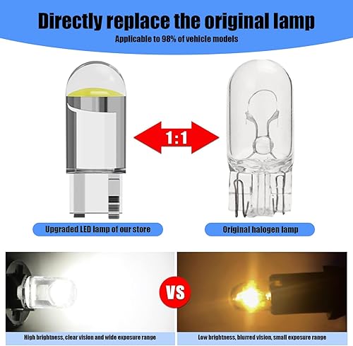 Miniatura 4 de Yumfugu 30 bombillas LED 194 para automóvil, T10 168 2825 W5W en forma de cuña, 6000 K súper brillante luz de mapa, universal para la mayoría de