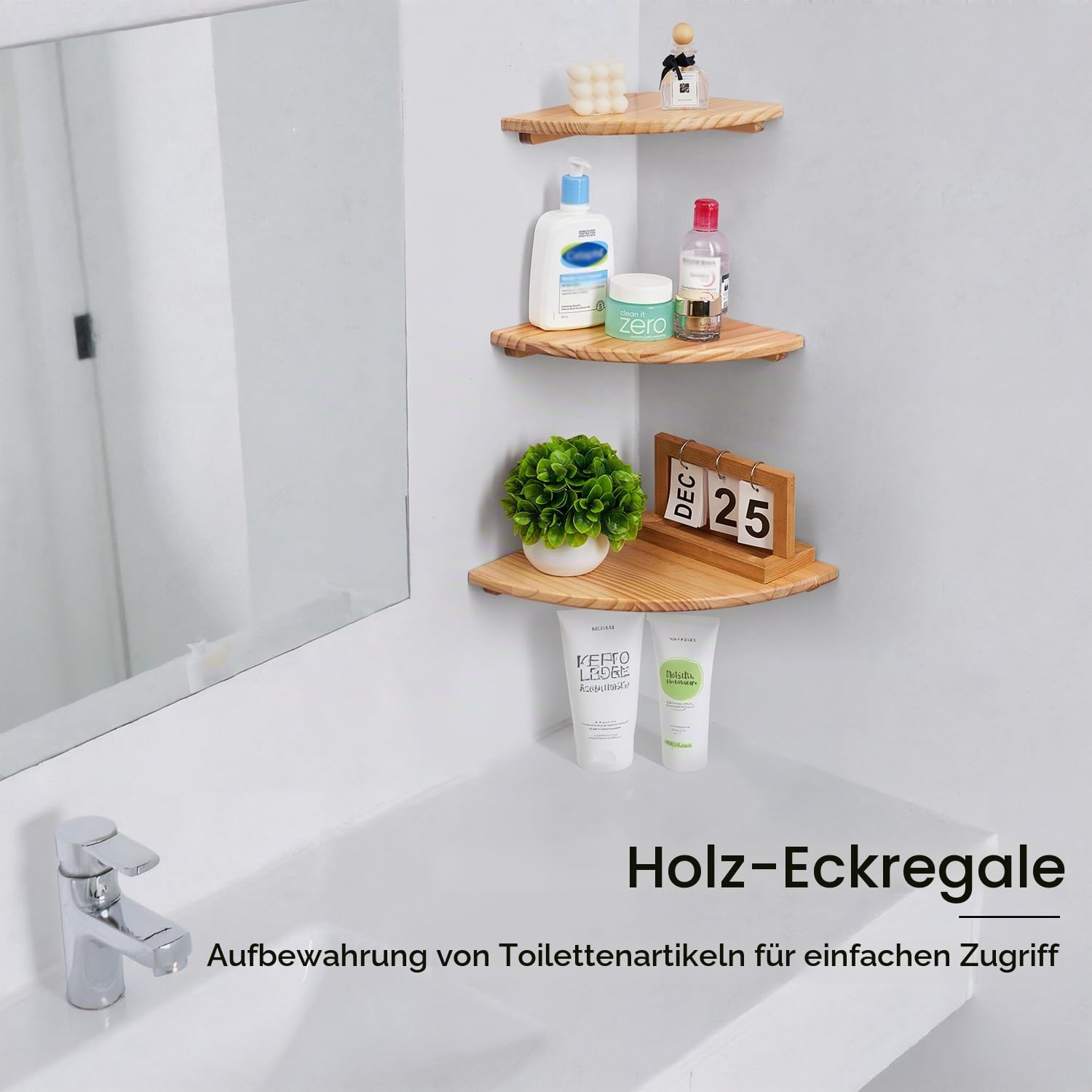 Eckregale, 3er Set Massivem Holz Eckregel Hängen mit Drahtloch