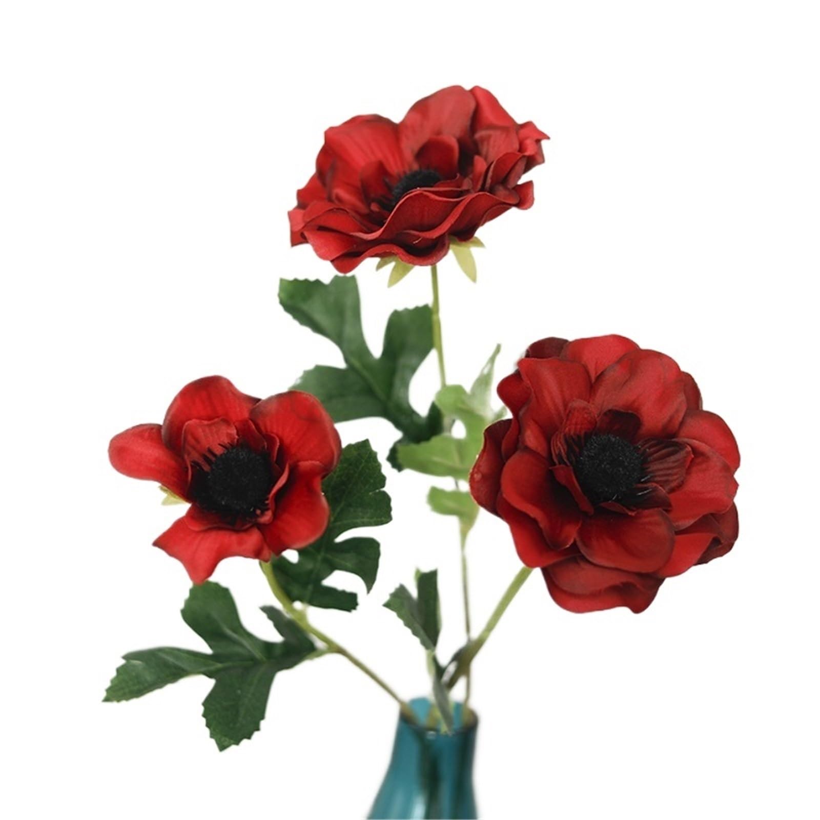 LXLAEOANG Artificial Flower Branches 5 Pcs Fake Flowers Silk Artificial Party Wedding(Red)