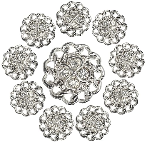 GORGECRAFT 10Pcs Rhinestone Buttons Sew On Flower Rhinestones Crystal Button Flower Shape Decorative Buttons Applique Embellishments in Clothes DIY Jewelry Decoration for Wedding Party Bouquet
