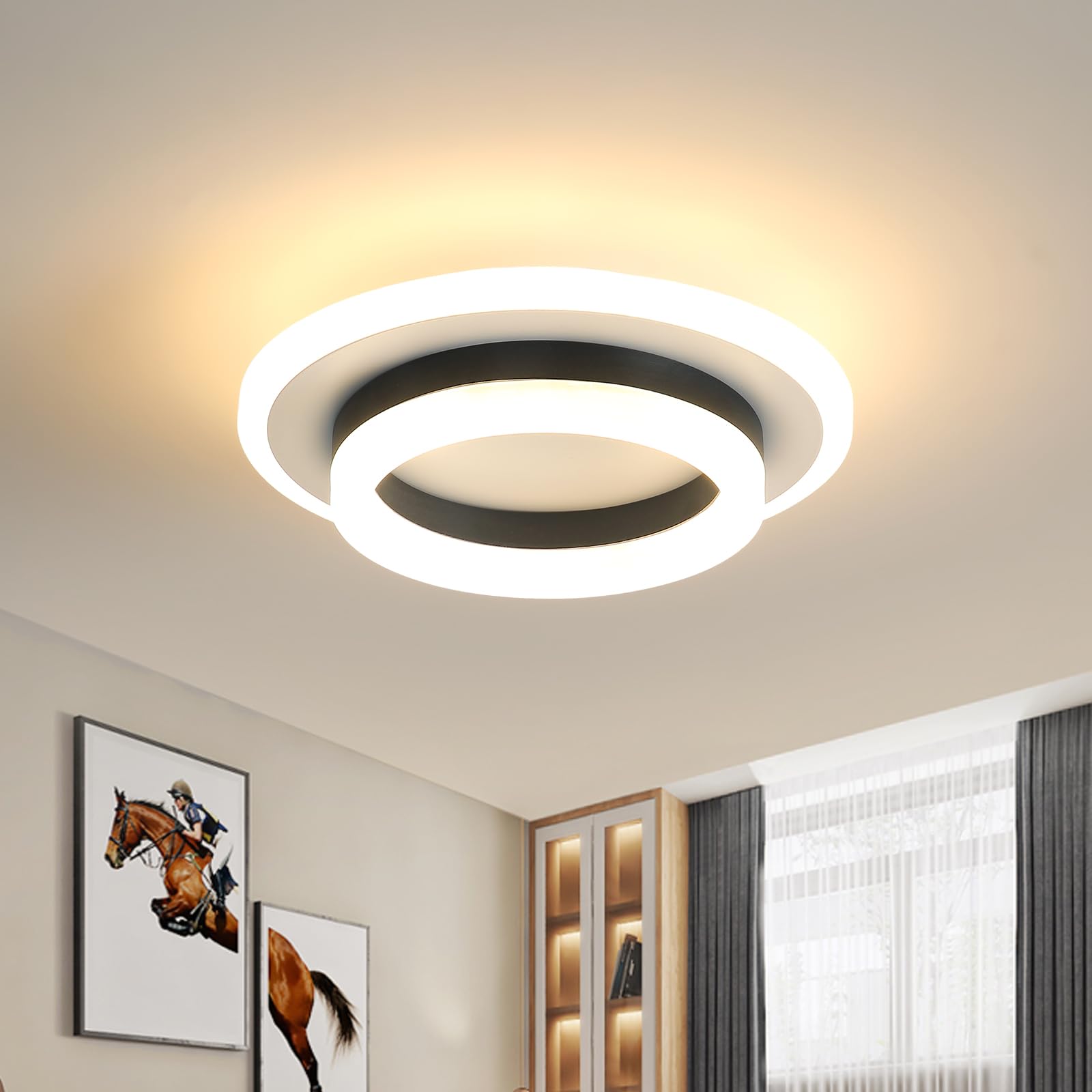 Pheashine Modern LED Ceiling Lamp, 24 W Acrylic LED Ceiling Light, Round Ceiling Lights for Living Room, Kitchen, Hallway, Bedroom, Warm Light 3000K