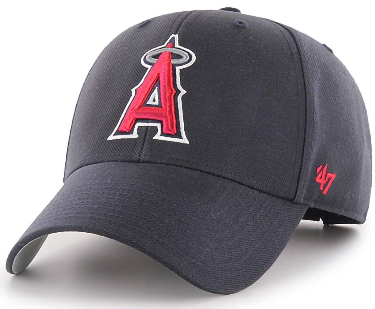 47 Brand MLB Alternate Color Primary Logo MVP Adjustable Structure Baseball Cap Hat, Adult One Size Fits All, Los Angeles Angels, One size