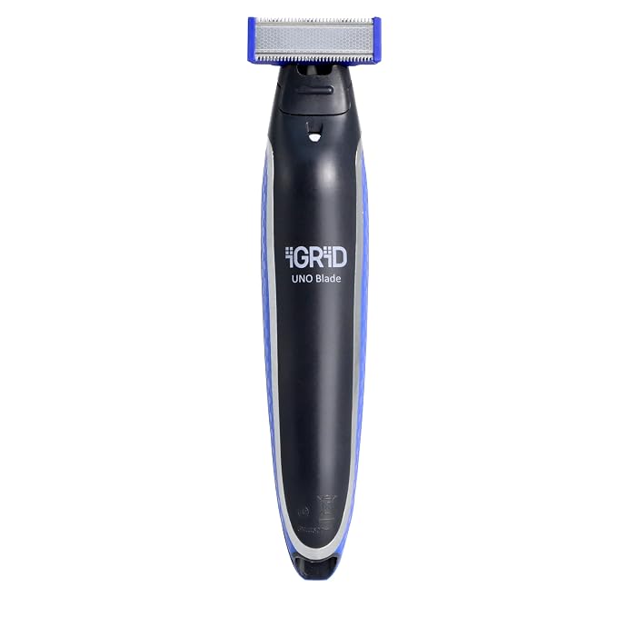 iGRiD UNO Blade Cordless Beard Trimmer for Men | Rechargeable Trimmer with Interchangeable Combs, Stainless Steel Blade, LED Display | Reliable Facial Hair Grooming