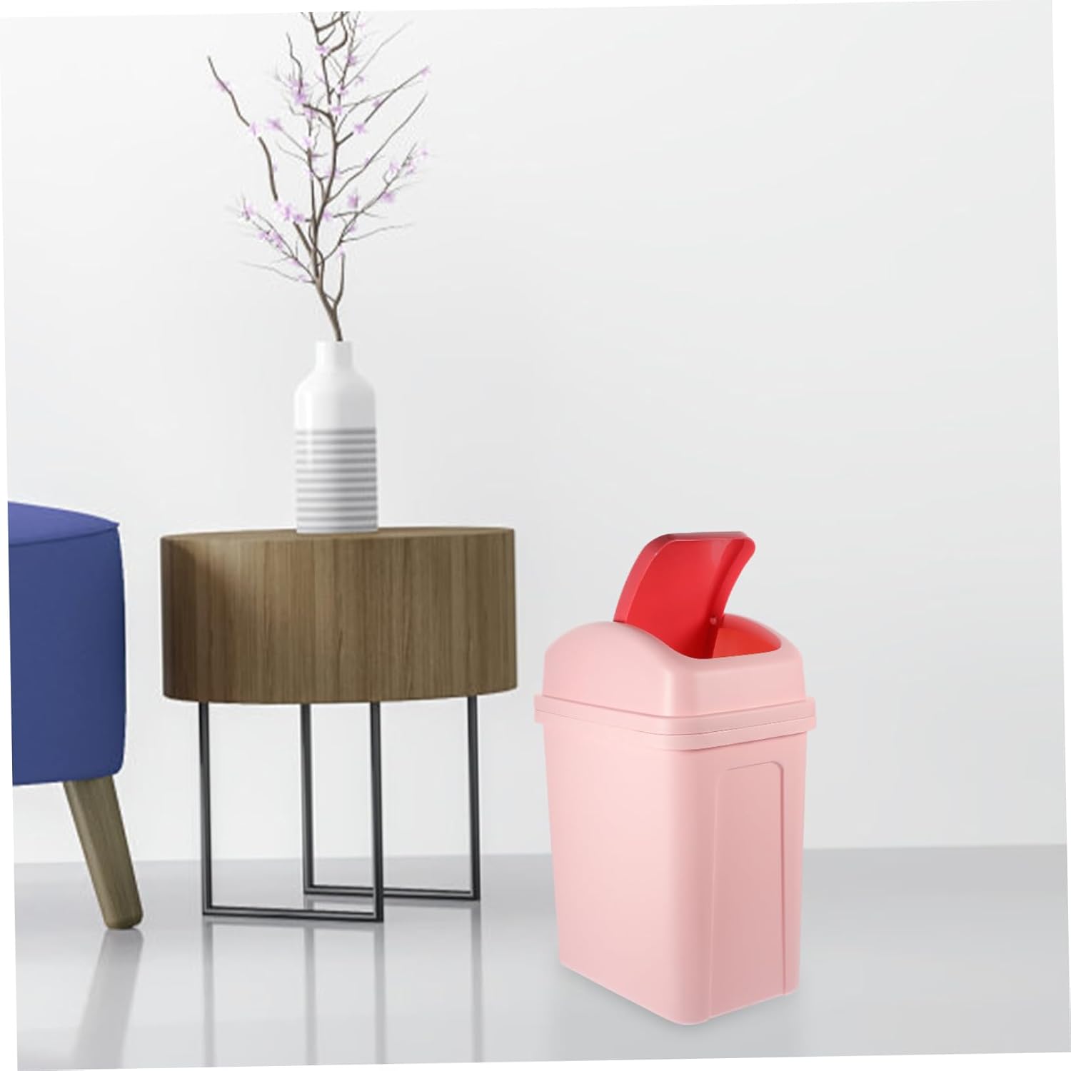 Large Capacity Plastic Trash Can Lid Slim Kitchen Waste Bin for Living Room Bathroom and Office Odor-Resistant Design for Easy Waste Management
