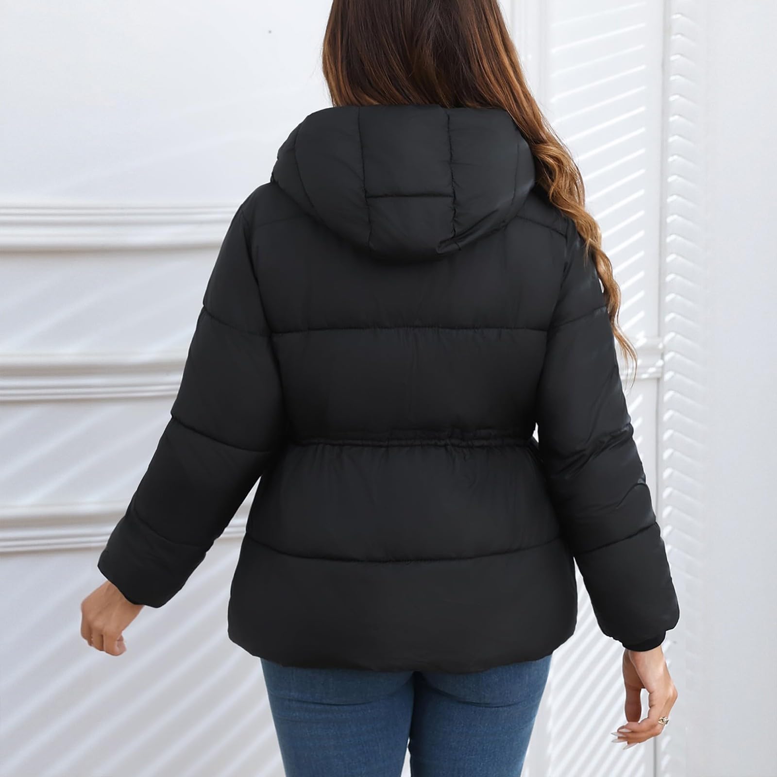 Generisch Chaqueta de pan de manga larga para mujer con capucha y botones