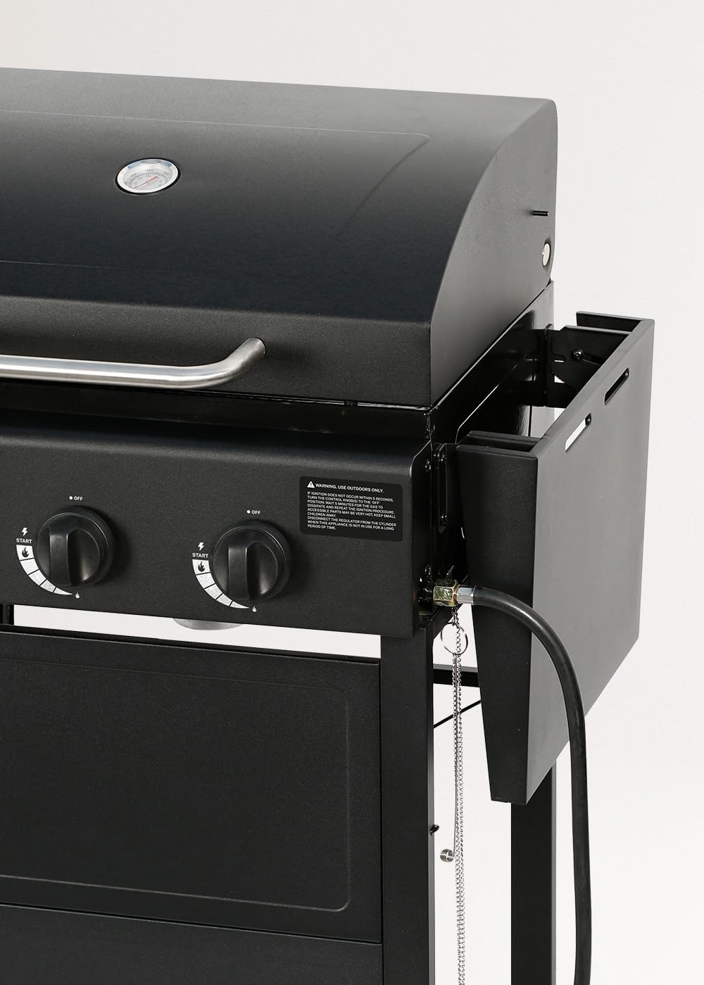 CREATE/BBQ GAS BURNER/Barbacoa de gas de 3 quemadores y mesa abatible/Encencido con botón, gran superficie de cocinado, rejilla de calentamiento, 9kW
