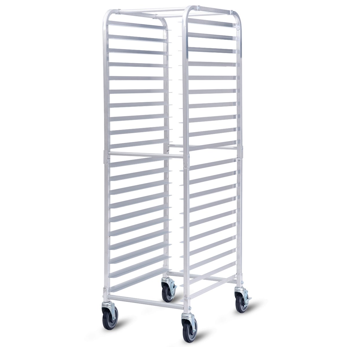 Giantex 20-Tier Kitchen Bun Pan Sheet Rack Aluminum Bakery Rack Home Commercial Kitchen Bakery Cooling Rack w/Wheels 2 Lockable & Open Shelf