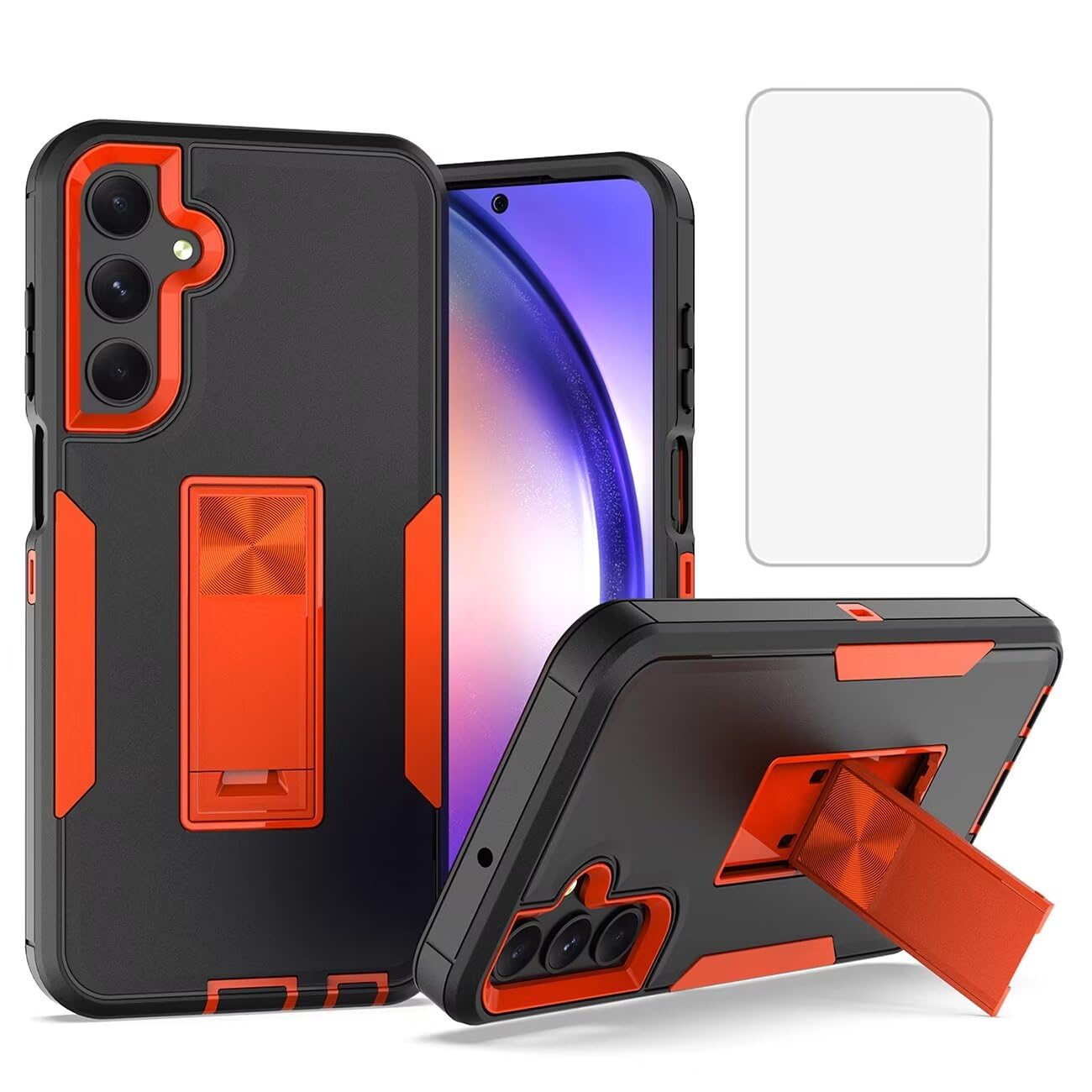 Tothedu Phone Case for Galaxy A25 Case,Samsung A25 5G SM-A256U Case with Tempered Glass Screen Protector, Magnetic Bulit in Kickstand Dual Layer