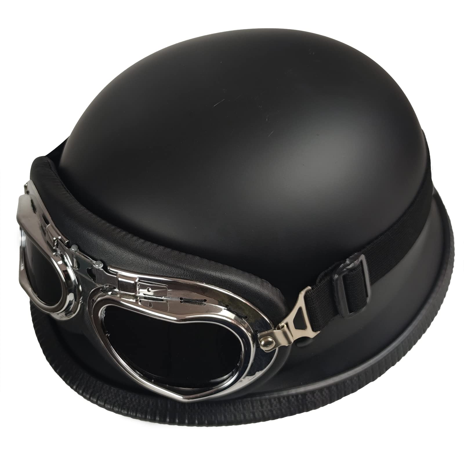 Woljay Casques De Moto Vintage Moto Casque De Moto Scooter Casques Jet Motard Croiseur Scooter Tournée Casque (Blanc, M