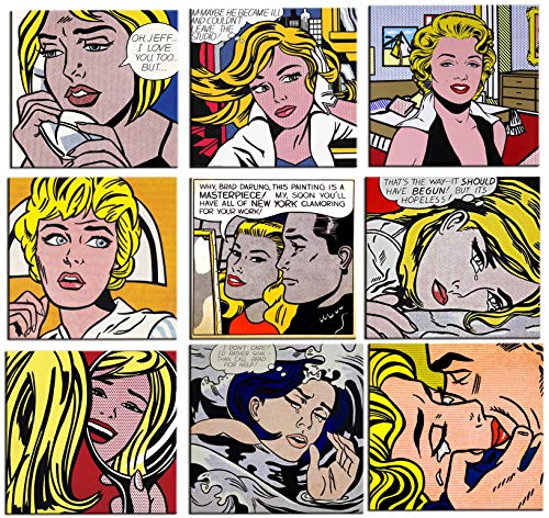 Image of Tallenge - Set of 10 Roy Lichtenstein - Small Poster Paper (Paper, 12 x 12 inches, Multicolour)