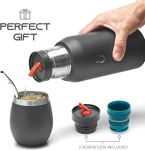 Miniatura 7 de BALIBETOV Kit de yerba mate  Incluye 1 taza de yerba mate, 1 pajilla Bombilla Mate y 1 Mate Termo con 2 tapones  La calabaza de yerba mate de acero
