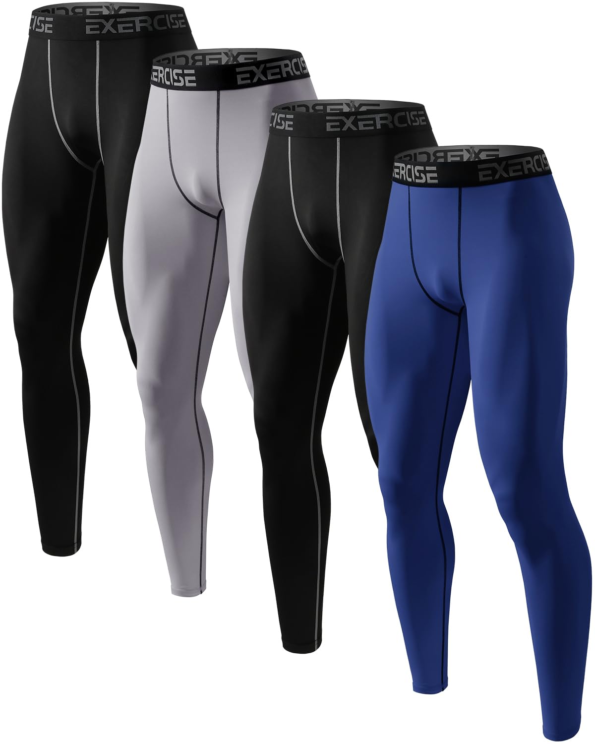 Celfaeree 4 Pack Men’s Compression Pants Leggings Running Tights Men Thermal Base Layers for Basketball Athletic Sports