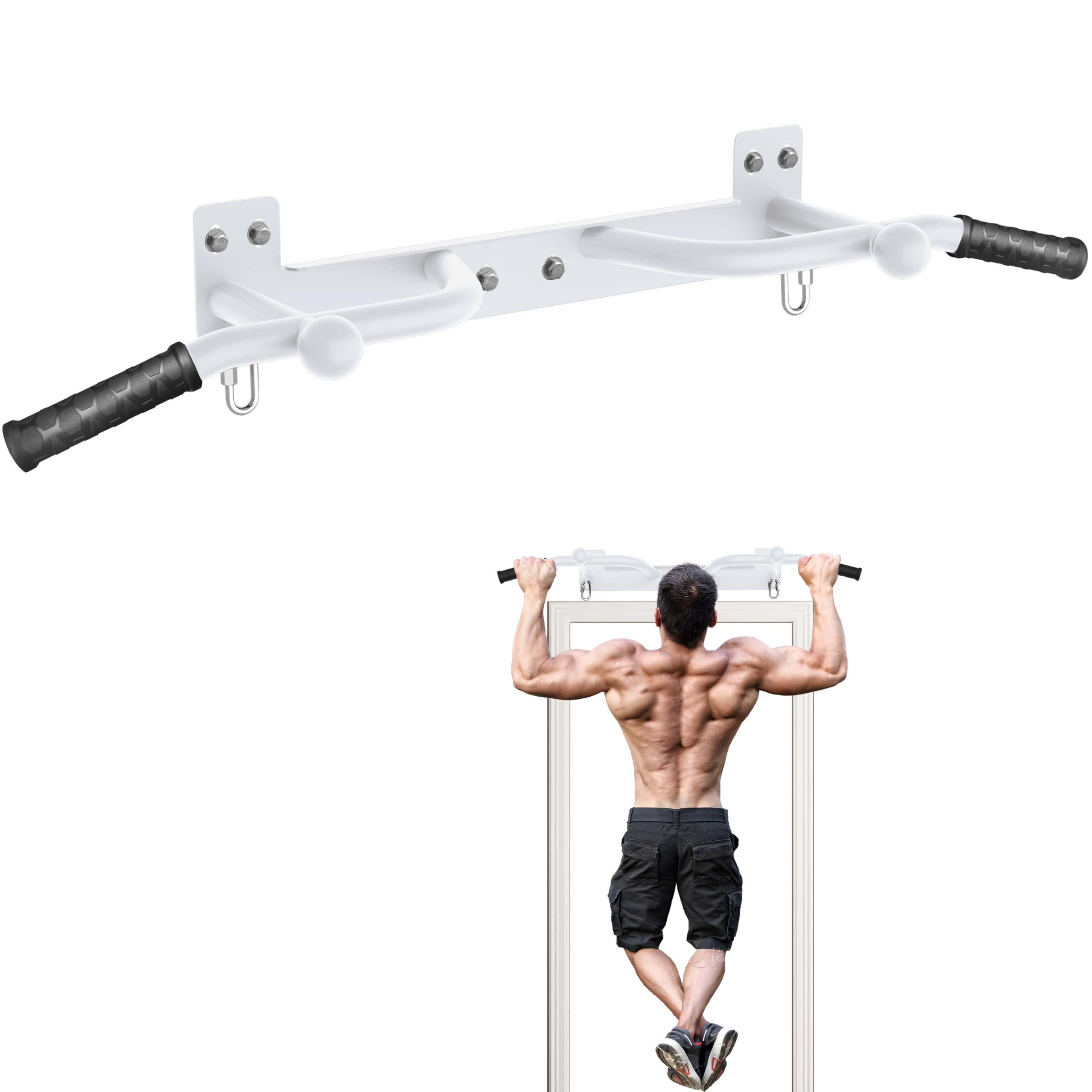 Wall Mounted Pull Up Bar - Heavy Duty Chin Up Bar Pull-Up Bar for Garage Joist Wall Mount