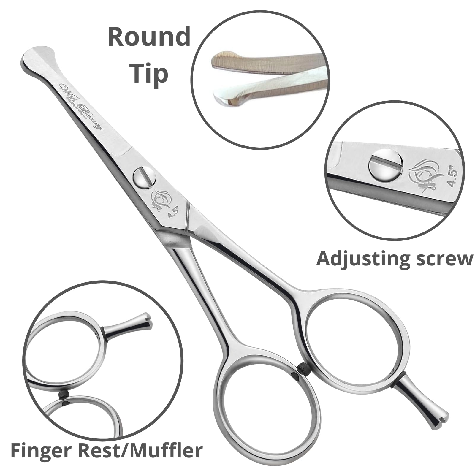 WishBeauty Pet Cat Dog Grooming Scissors Kit, 6 & 4.5 inch Hair Cutting Scissors Set - Image 4