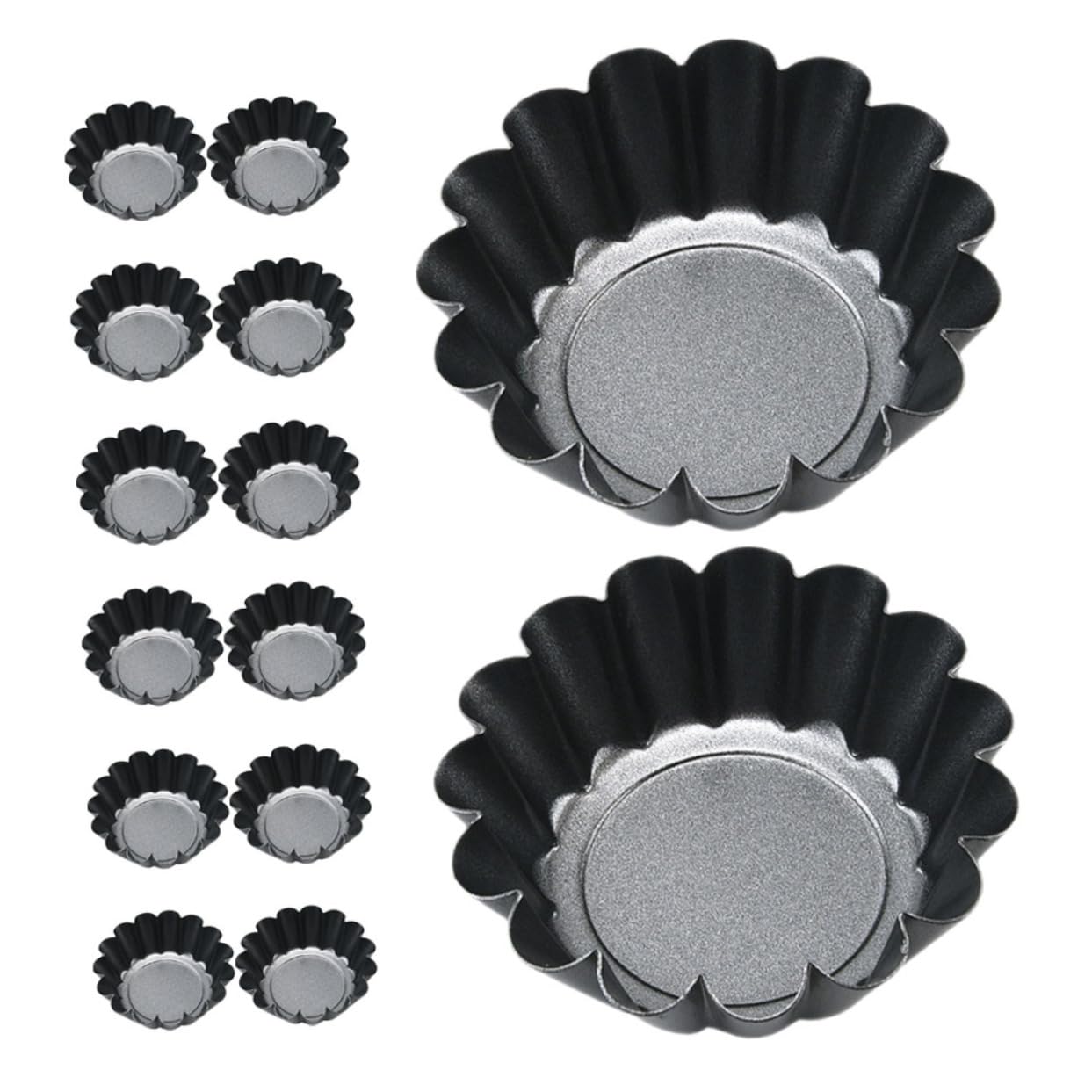 Luxshiny 14pcs Mini Egg Tart Molds: Reusable Iron Baking Pans - 2.5