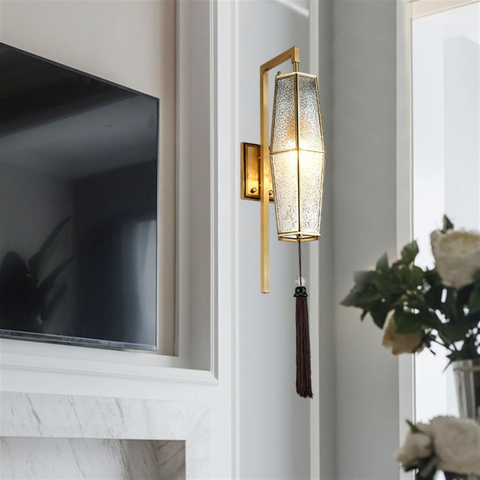 Kinkiet Miedziana Klasyczna Luksusowa Szklana Lampa Retro Dekoracyjna Ścienna Korytarzowa Schody Oświetlenie Osprzętu Lampy Oprawy
