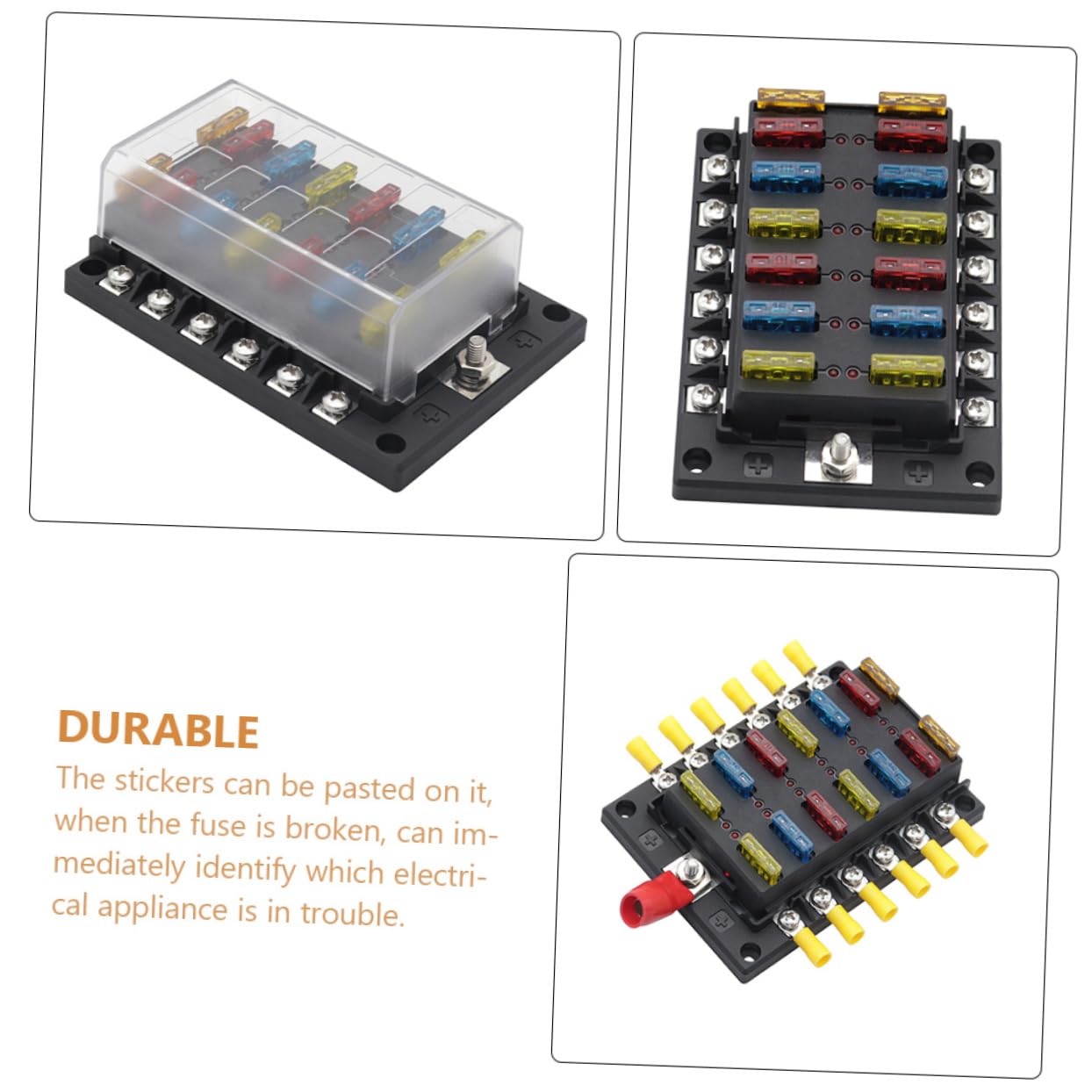 1set Vie Porta Fusibili Per Auto Scatola Fusibili Trasparente Con Led e Stickers Per Identificazione Organizzatore Per Camper Yacht e Veicoli Marini