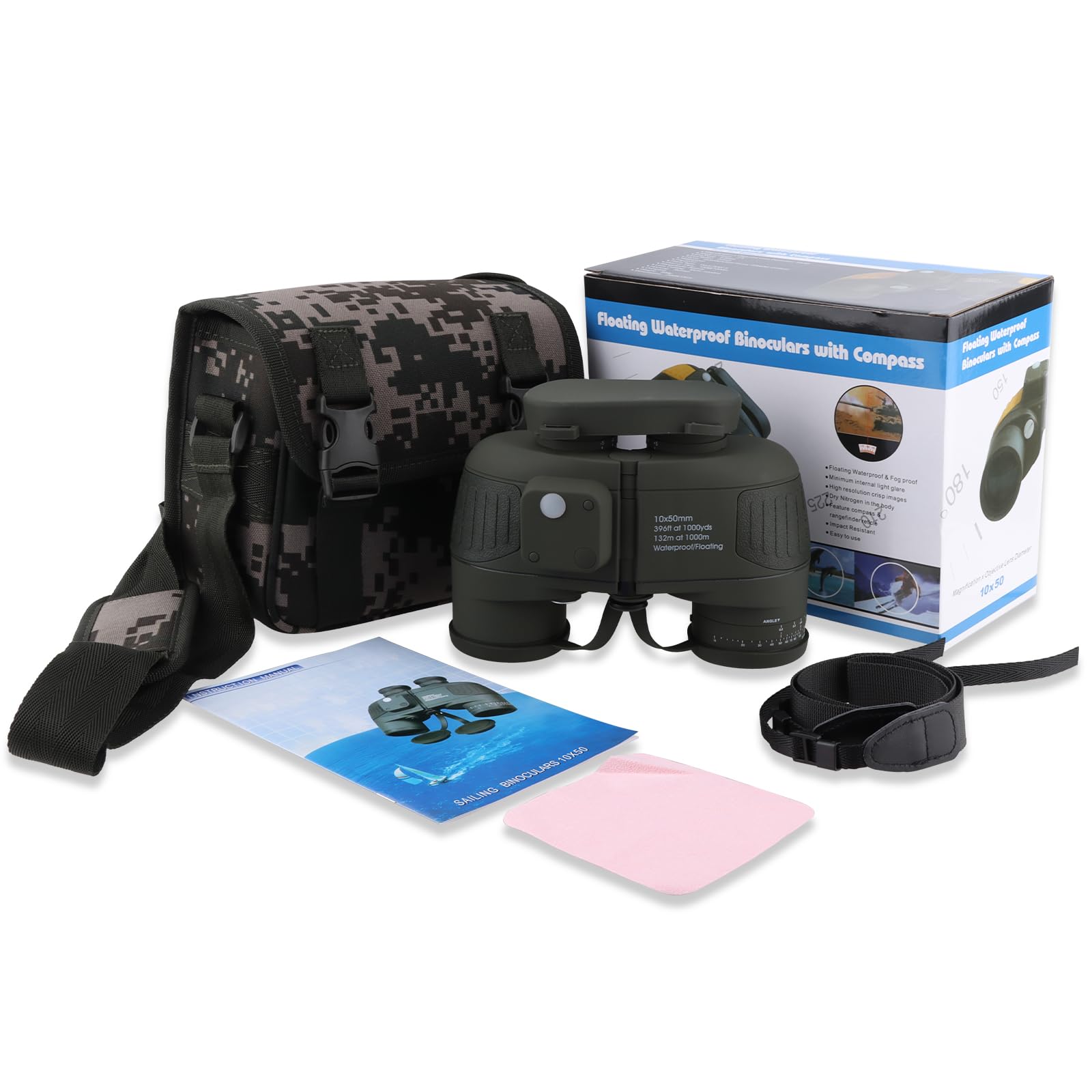 10x50 HD Binoculars High Power Telescope Marine Binoculars Nautical Binocular with BAK4 Prism, FMC Lens, Waterproof Fogproof for Outdoor Bird Watching Travel Astronomy