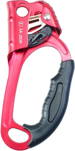 Hand Ascender - Equipo de equipo de rapel fuerte certificado CE con mango de goma ergonómico para arbolistas de árboles trepadores, escalar, rescate