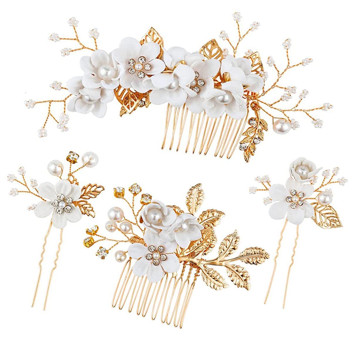 Floral Pearl U-Pin & Comb Set for Kimono & Formal Wear