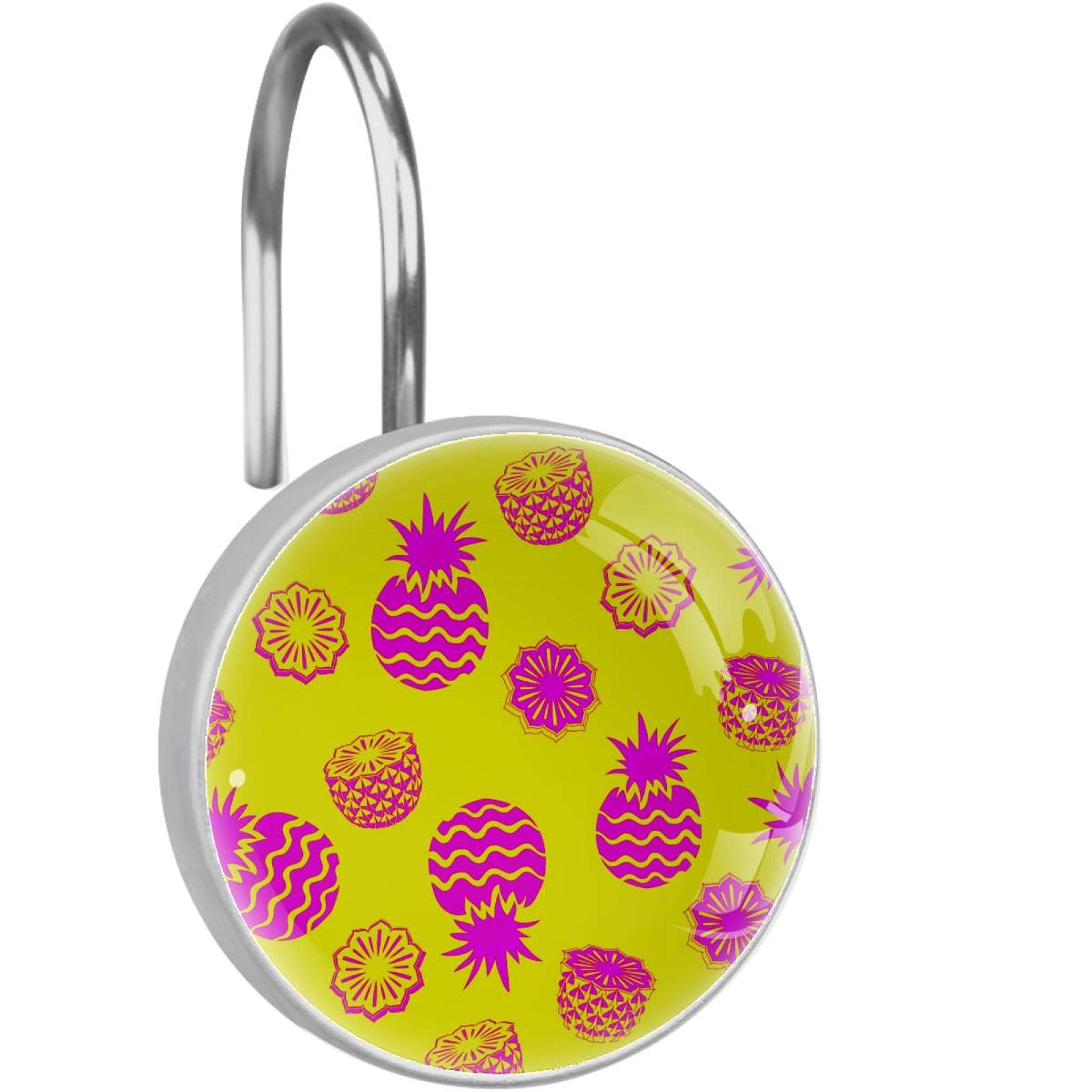 Crochets de rideau de douche ananas pour salle de bain chaleureuse