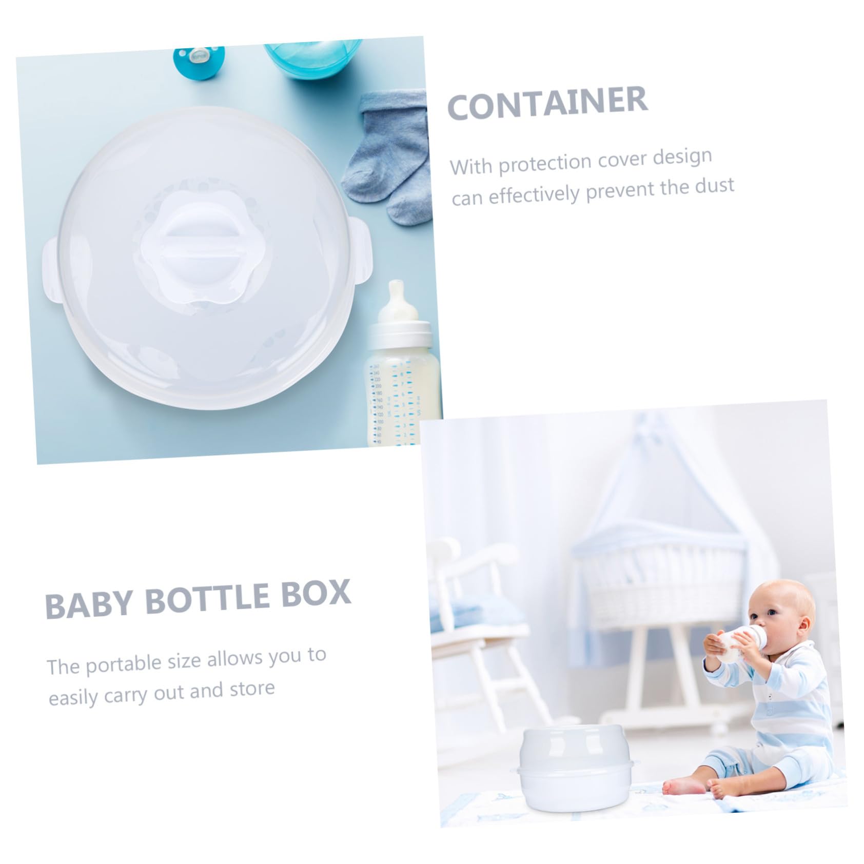Estuche para Biberones y Chupetes Ñiño, Portátil ABS para Microondas | Almacenamiento Compacto y Seguro, 1 Unidad, Blanco, PP, Uso en Hogar y Exterior, para Leche y Artículos de Ñiño