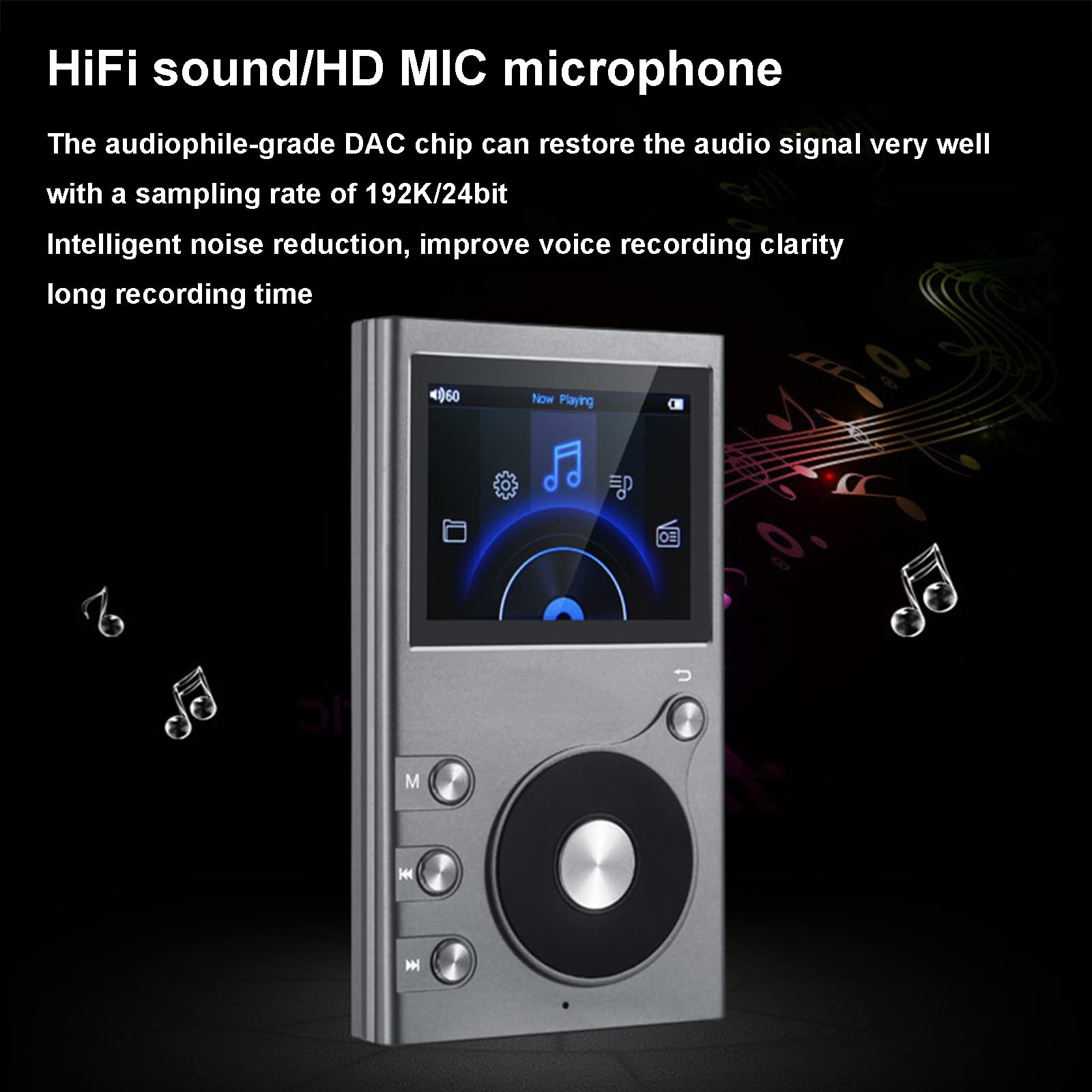 Odtwarzacz MP3, bezstratna muzyka DSD AUX samochodowy odtwarzacz HIFI, przenośny odtwarzacz audio o wysokiej rozdzielczości z kartą pamięci 8 GB, obsługa do 256 GB