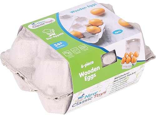 Miniatura 6 de New Classic Toys Juguete de madera para niños, seis huevos de madera, simulación de cocina, juguetes educativos y juguete de percepción del color