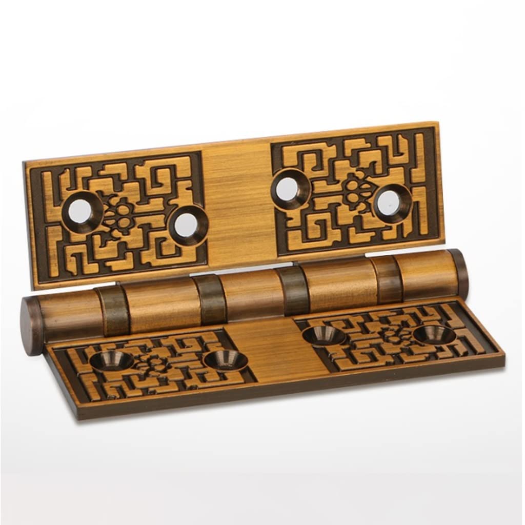 ASFD Furniture Hardware Retro Hinges Non-Mortise Hinges for Wood Doors 180 Degree Shaft Stainless Steel Pivot Hinge System Hinges Butt (Color : Brass, Size : One Size)