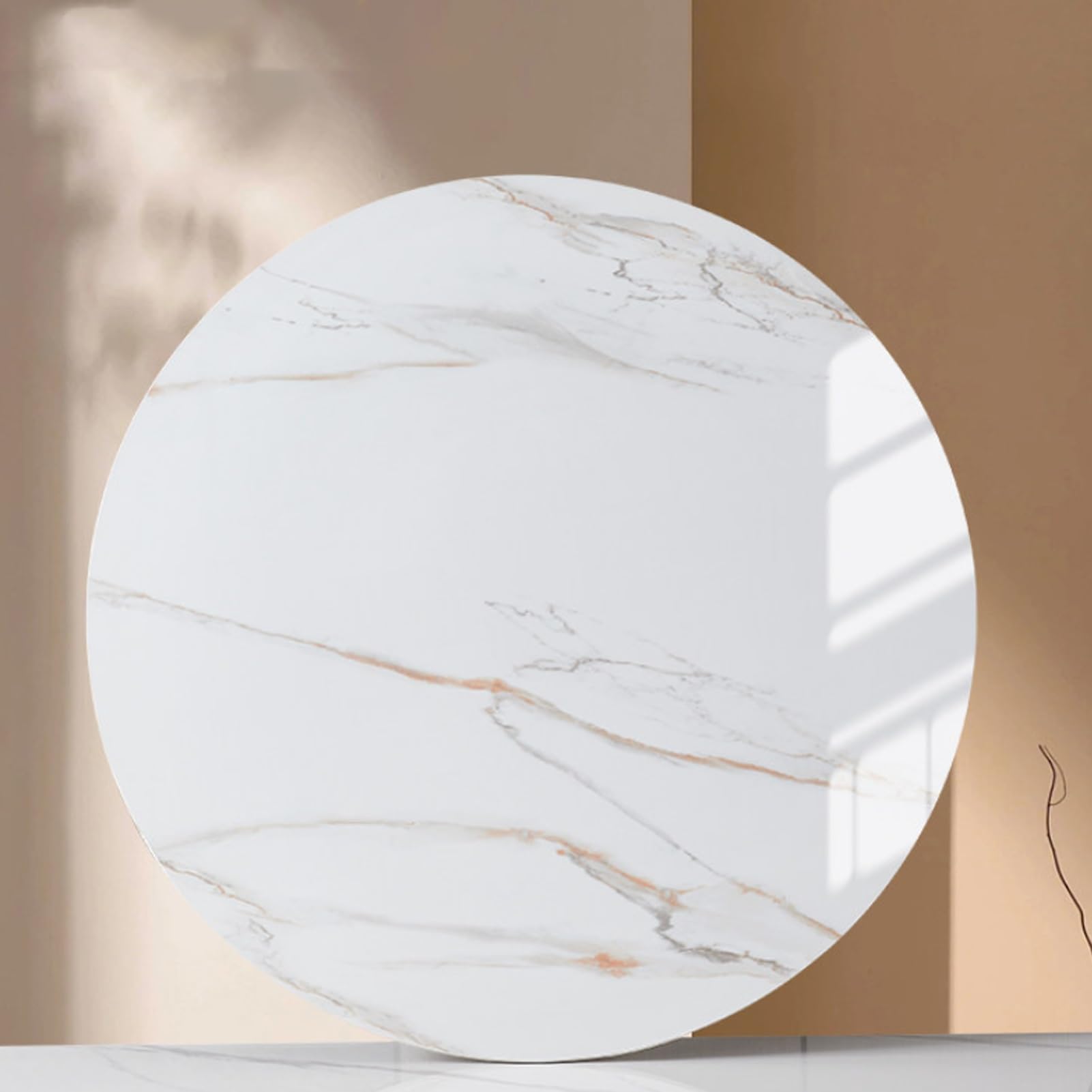 UZAMIRLEX Glass Lazy Susan Turntable, Marble Lazy Susan Turntable Multicolor Multisize Tempered Glass 360 Rotation Replacement(White+black,Ø 60cm/24in)