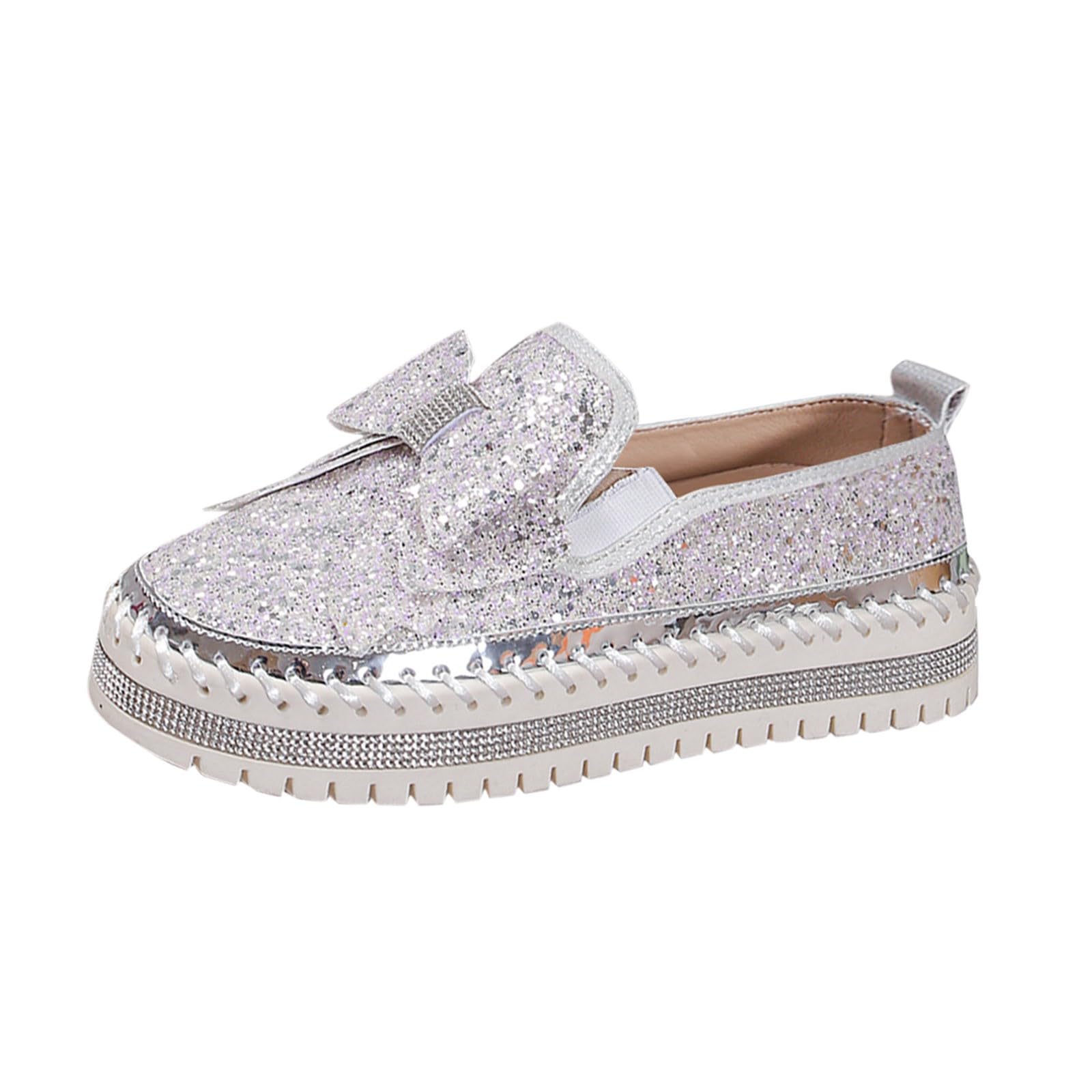 Womens Trainers - Zapatos casuales con lazo de lentejuelas para mujer
