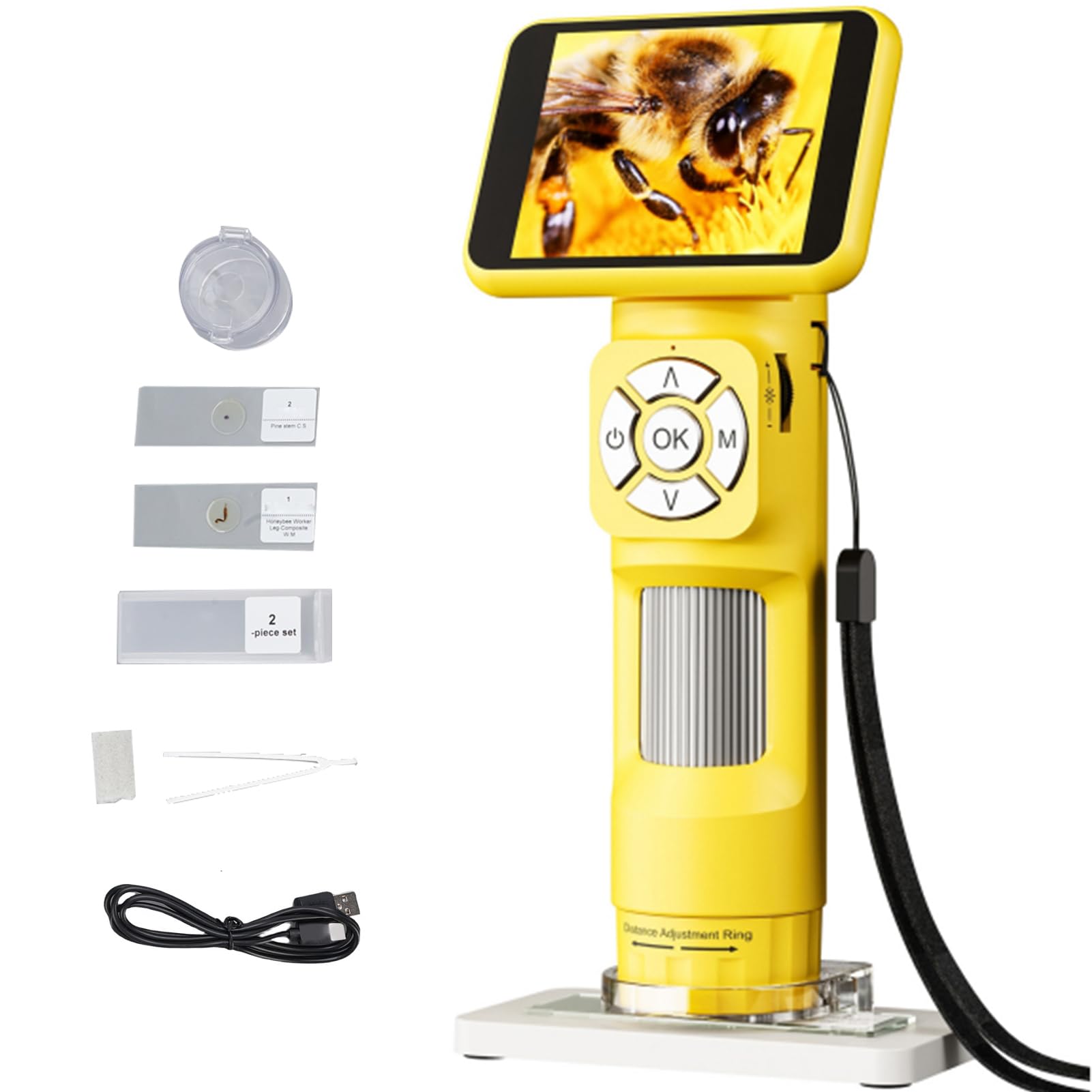 Microscopio Digital de Mano, Pantalla IPS de 2,8 Pulgadas, Aumento de 120X, 8 Luces LED, Lupa Portátil Recargable, Microscopio de Bolsillo con Pinzas para Diapositivas para Adultos y Niños