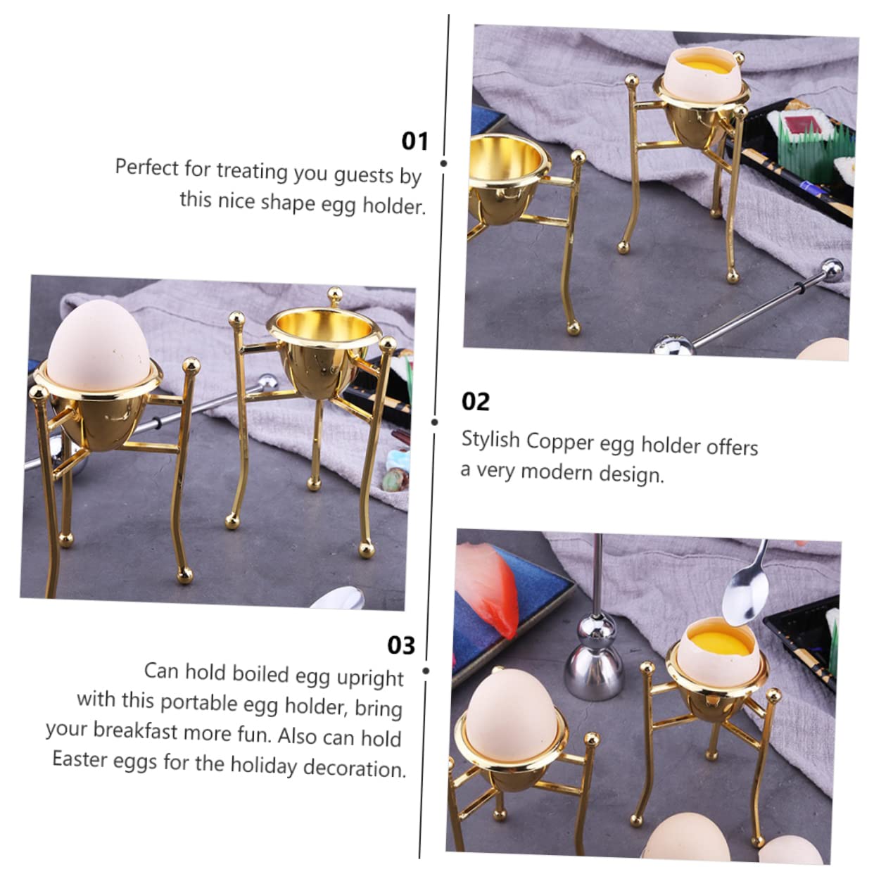 2pièces Support à Œufs Pur Triangle Doré pour Œufs Durs Et Décoration De Pâques Élégant Et Pratique pour Table Et Cuisine